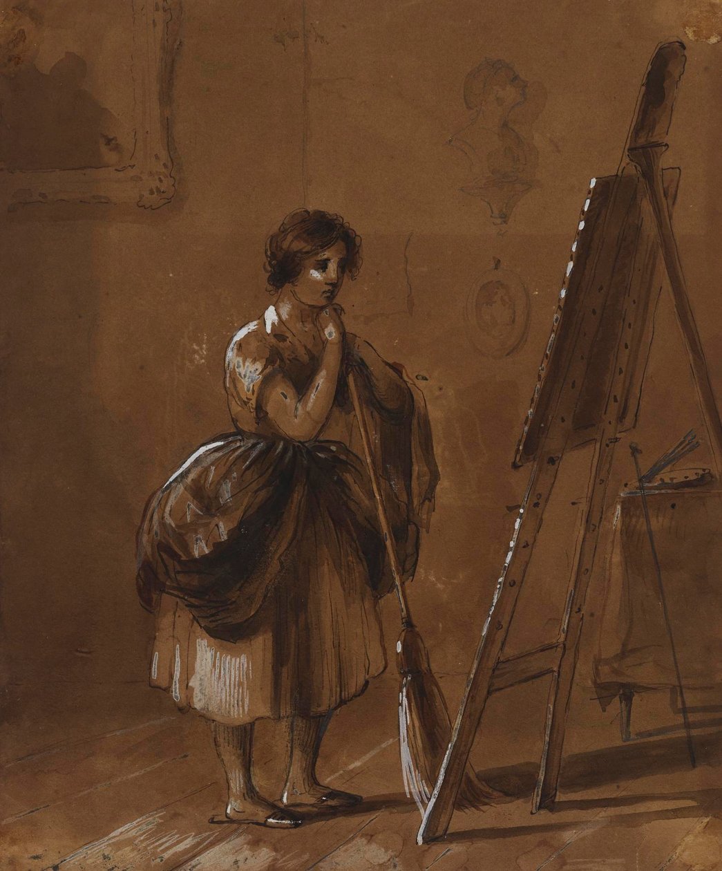 Umělcův ateliér. Kritik. od Alfred Jacob Miller
