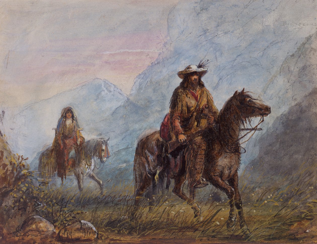 Kapitán Joseph Rutherford Walker, kolem roku 1837 (akvarel na papíře) od Alfred Jacob Miller