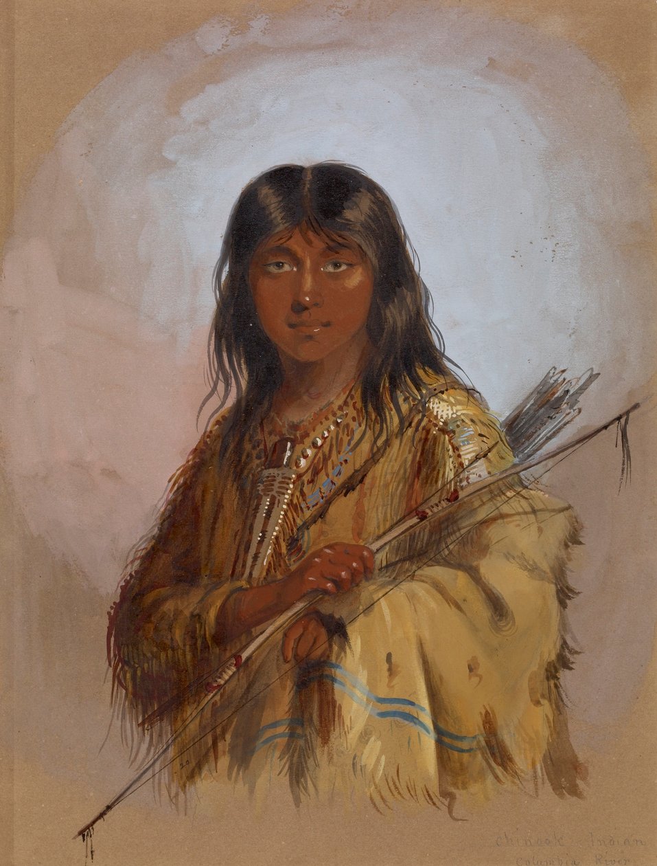 Indiáni kmene Chinook: řeka Columbia od Alfred Jacob Miller