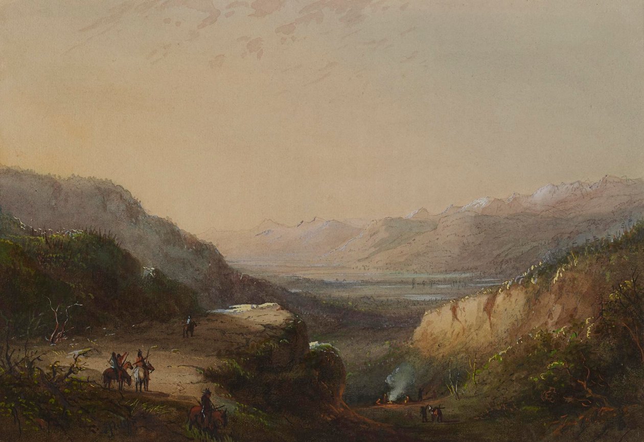 Pohled na jezero z dálky (Hora větrů) od Alfred Jacob Miller