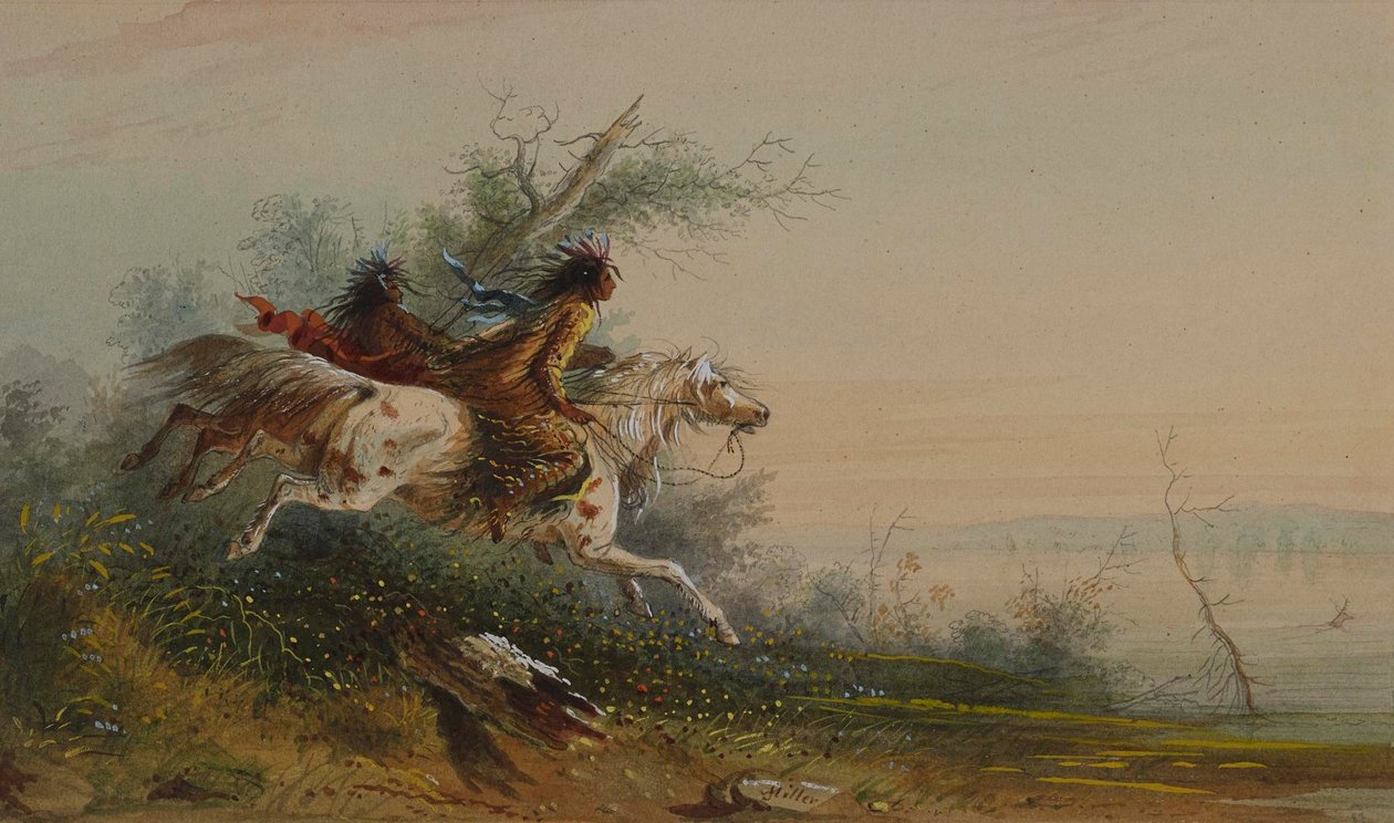 Los přeplouvající řeku Platte od Alfred Jacob Miller