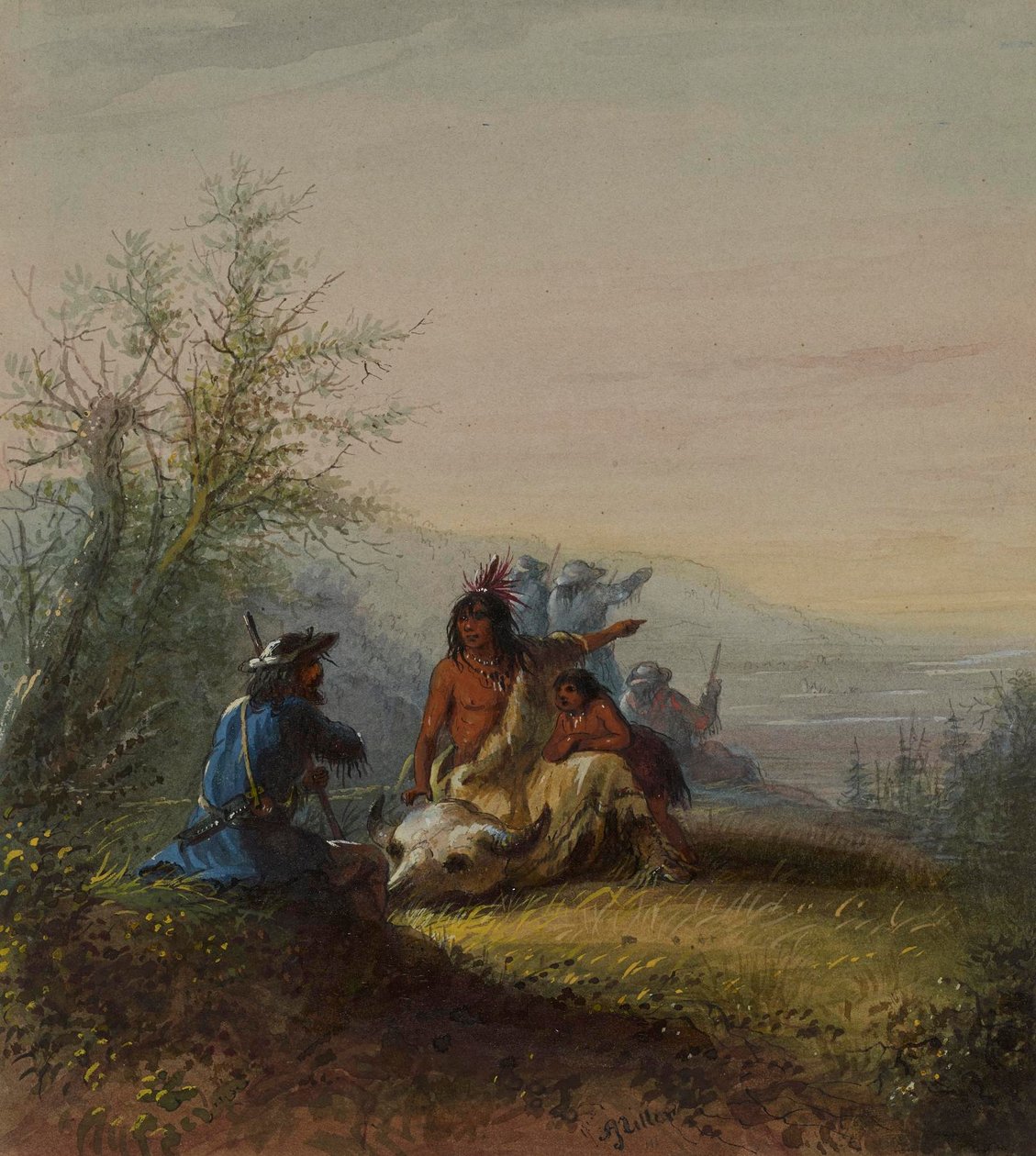 Skupina horala a kansaského Indiána od Alfred Jacob Miller