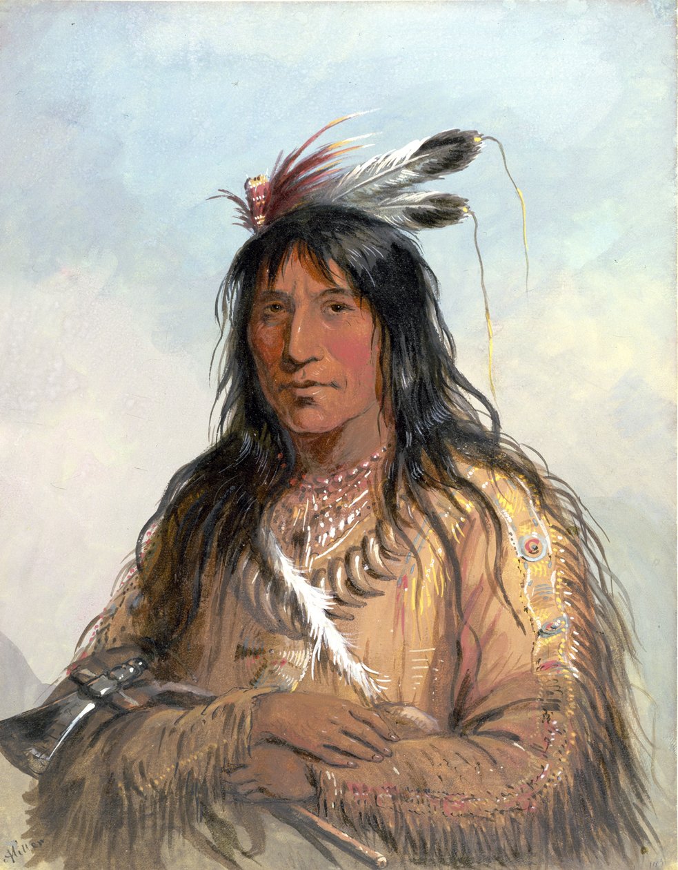 Studie hlavy „Matau-Tathonca“, „Bull Bear“ - Ogallala od Alfred Jacob Miller