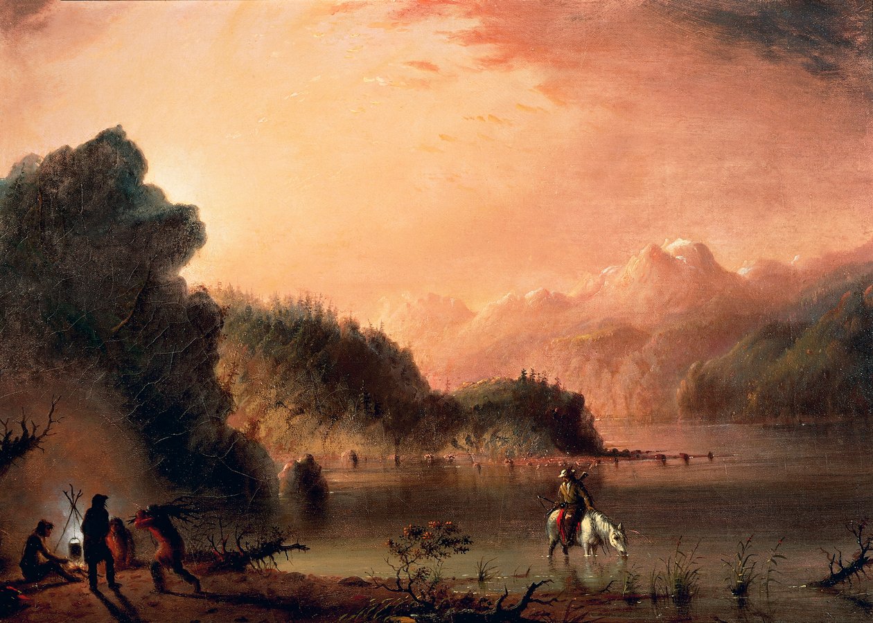 Ve Skalistých horách, cca 1838, Alfred Jacob Miller (1810-1874), olej na plátně, 36,5x50,8 cm od Alfred Jacob Miller