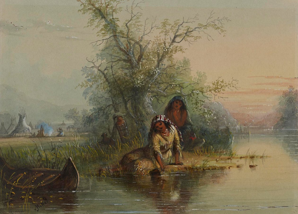 Indiánský tábor u řeky Eau Sucre od Alfred Jacob Miller