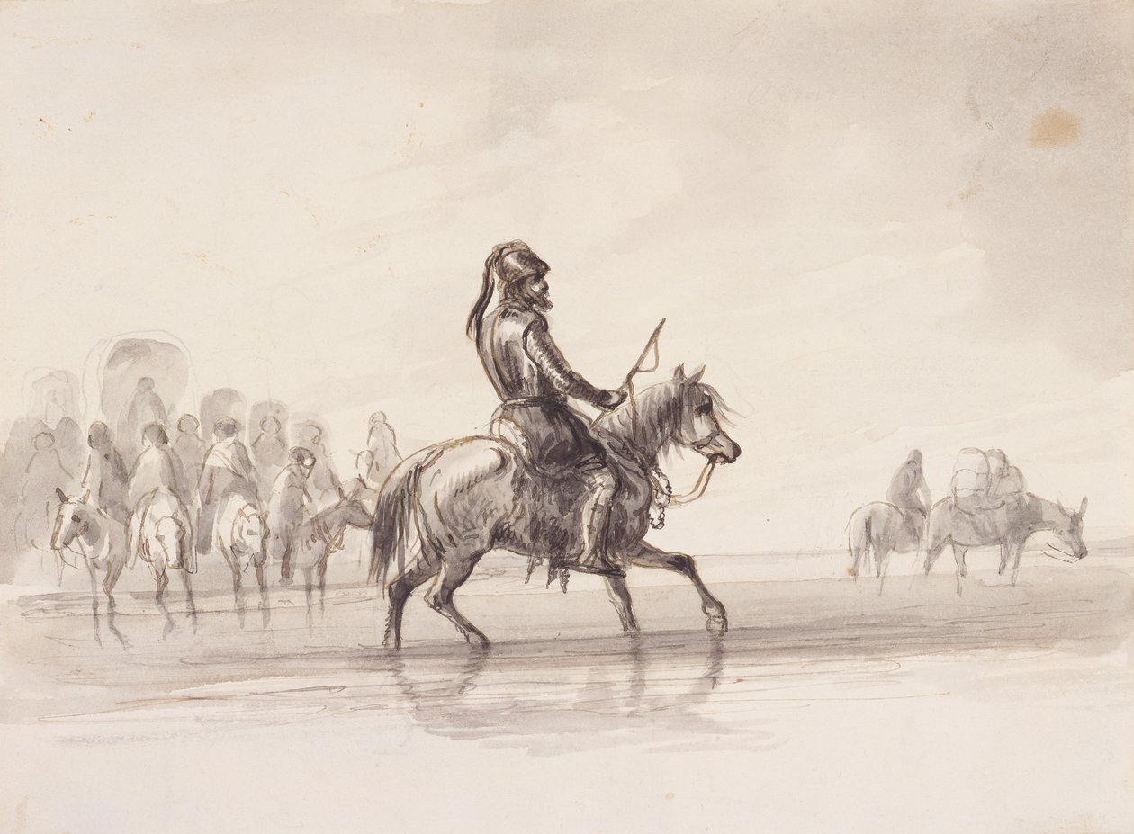 Jim Bridger, v obleku anglické zbroje, kolem roku 1837 (pero a inkoust a prát na papíře) od Alfred Jacob Miller