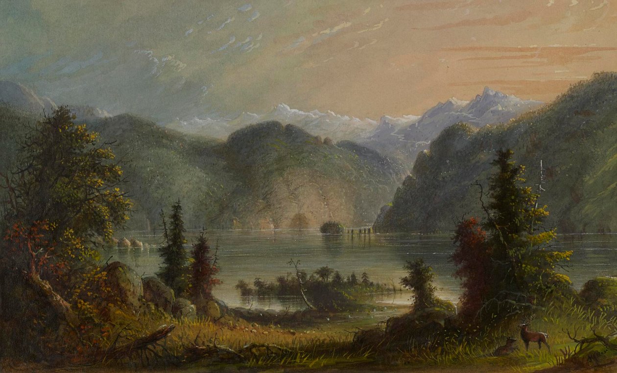 Scéna u jezera od Alfred Jacob Miller