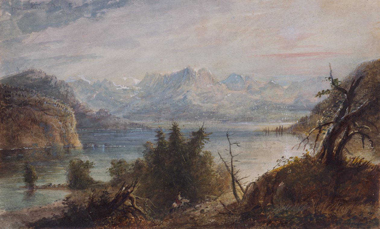 Lake, Wind River Chain of Mountains, cca 1837 (akvarel na papíře) od Alfred Jacob Miller