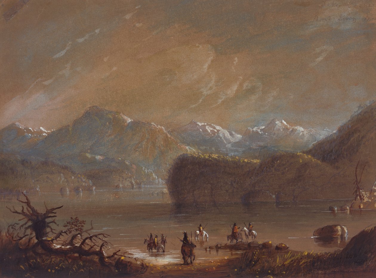 Lake, Wind River Mountains, c.1837 (akvarel na papíře) od Alfred Jacob Miller