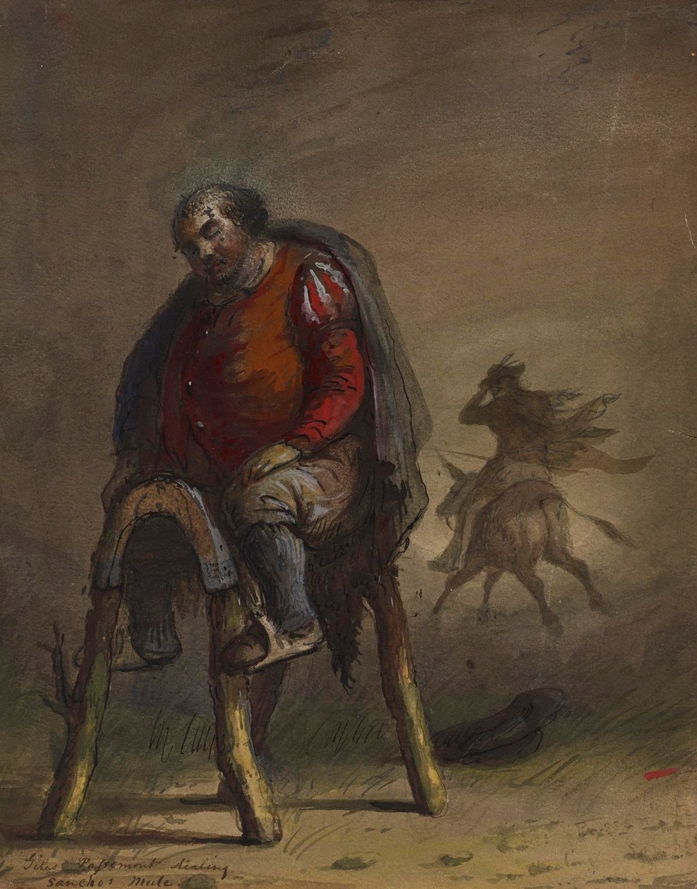 Passemont krade Sanchovu mulu (podle M. de Cervantese, Don Quijote) od Alfred Jacob Miller