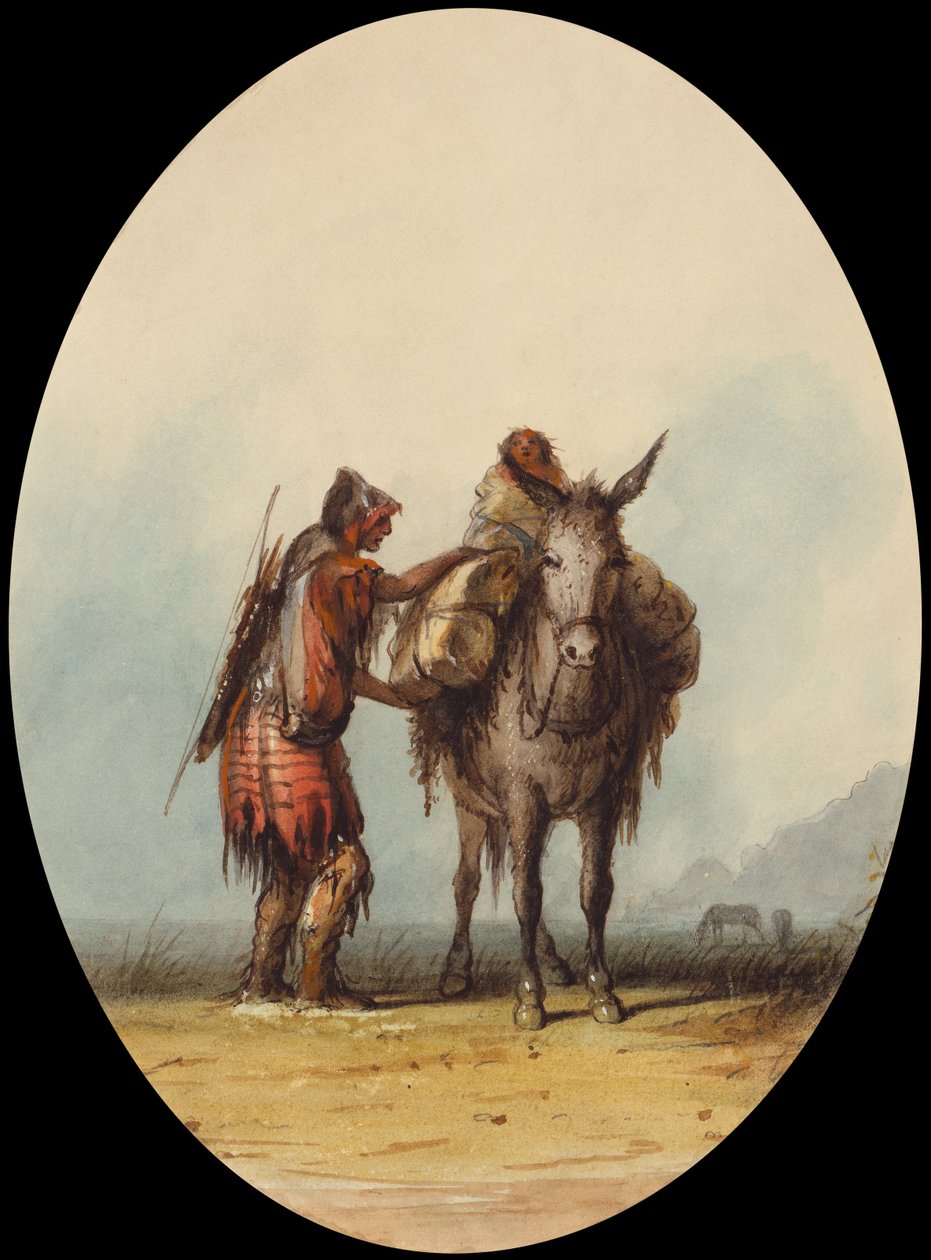 Root Diggers, cca 1837 (akvarel a kvaš na papíře) od Alfred Jacob Miller