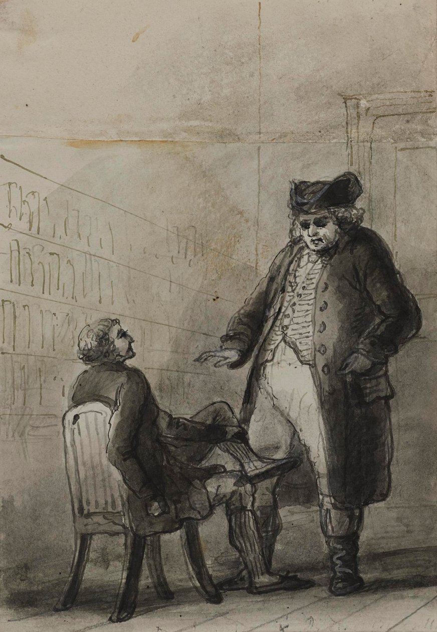 Samuel Johnson a Thomas Davies v knihkupectví (z knihy Jamese Boswella *Život Samuela Johnsona*, 1791) od Alfred Jacob Miller