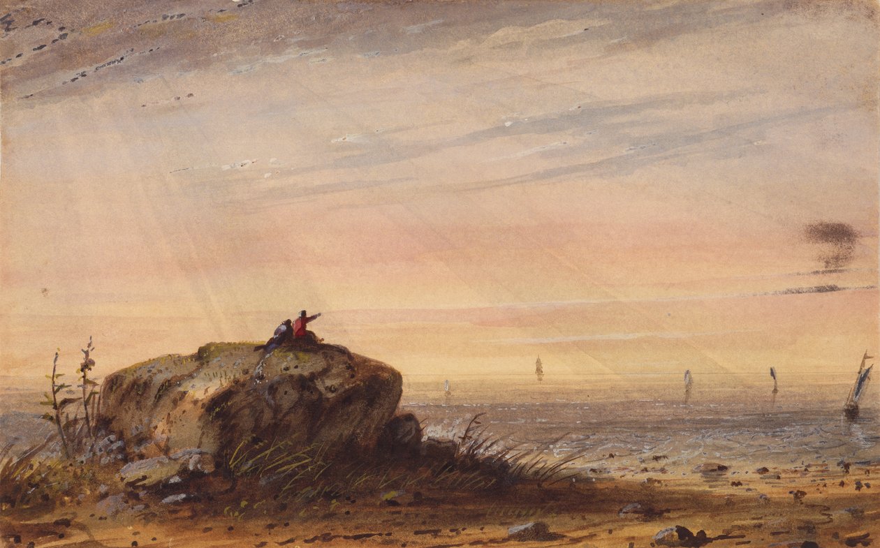 Mořské pobřeží, cca 1837 (akvarel na papíře) od Alfred Jacob Miller