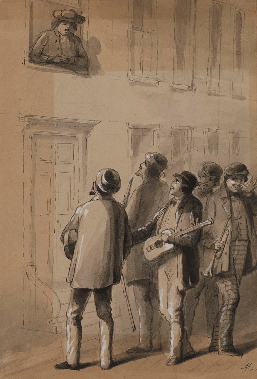 Serenáda pod nesprávným oknem od Alfred Jacob Miller