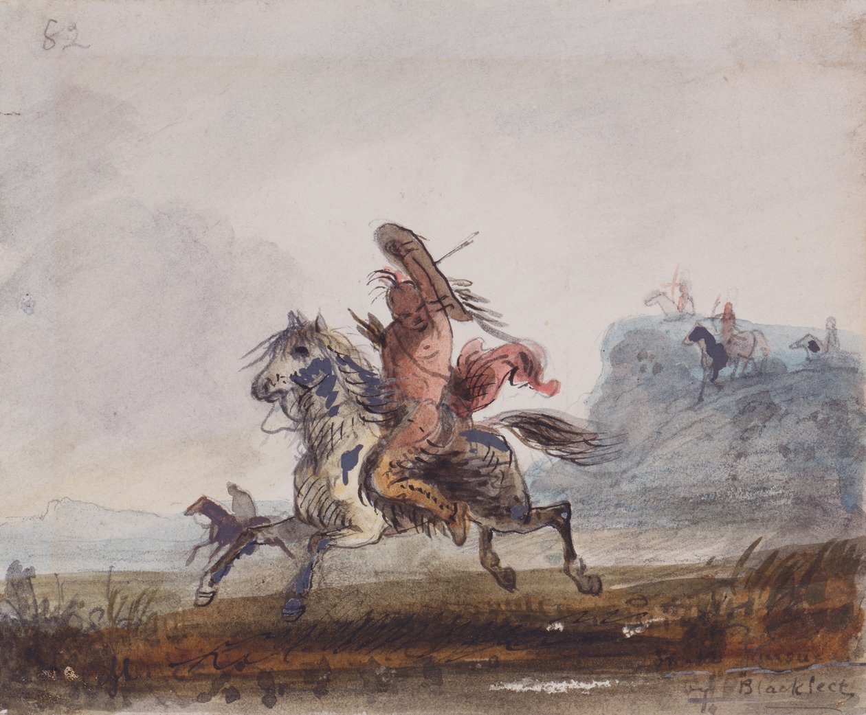 Snakes Pursued by Blackfeet, cca 1837 (akvarel na papíře) od Alfred Jacob Miller