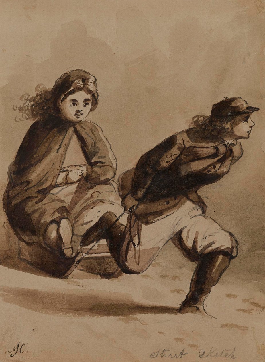 Pouliční skica. Chlapec a rytířství od Alfred Jacob Miller