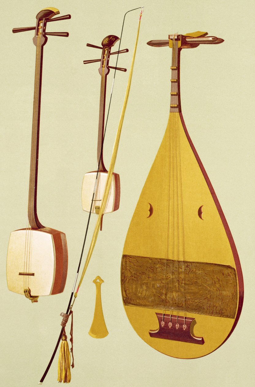 Shamisen, kokyu a biwa, japonsky, z 