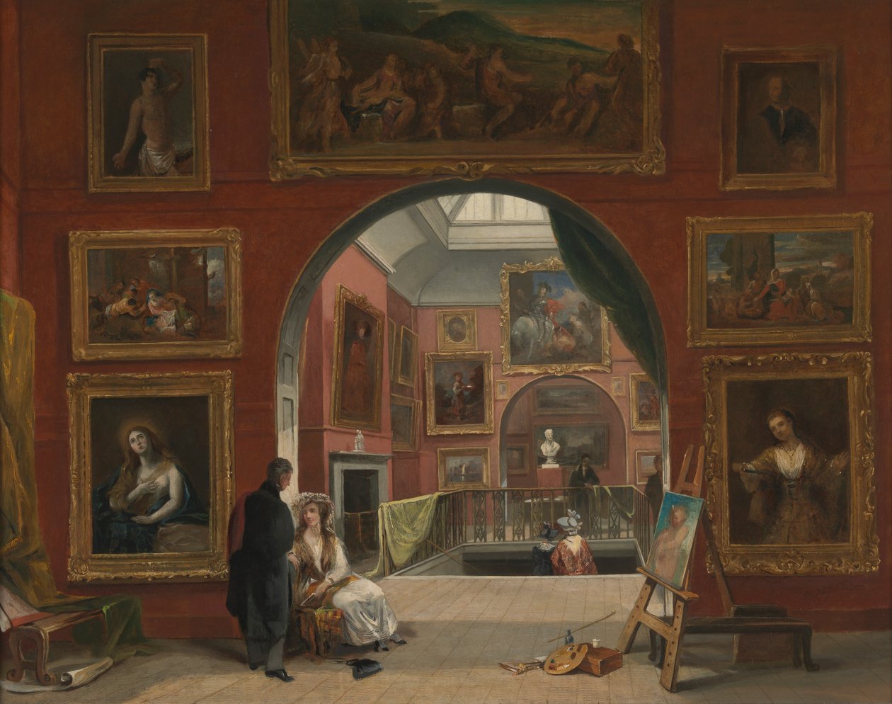 Interiér britské instituce (výstava starých mistrů, léto 1832) od Alfred Joseph Woolmer