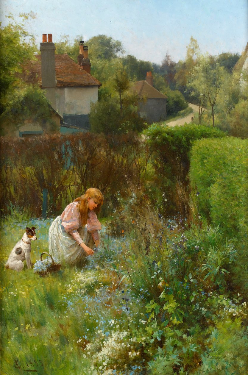 Sbírání divokých květin v živém plotu, 1895 od Alfred, Jr. Glendening
