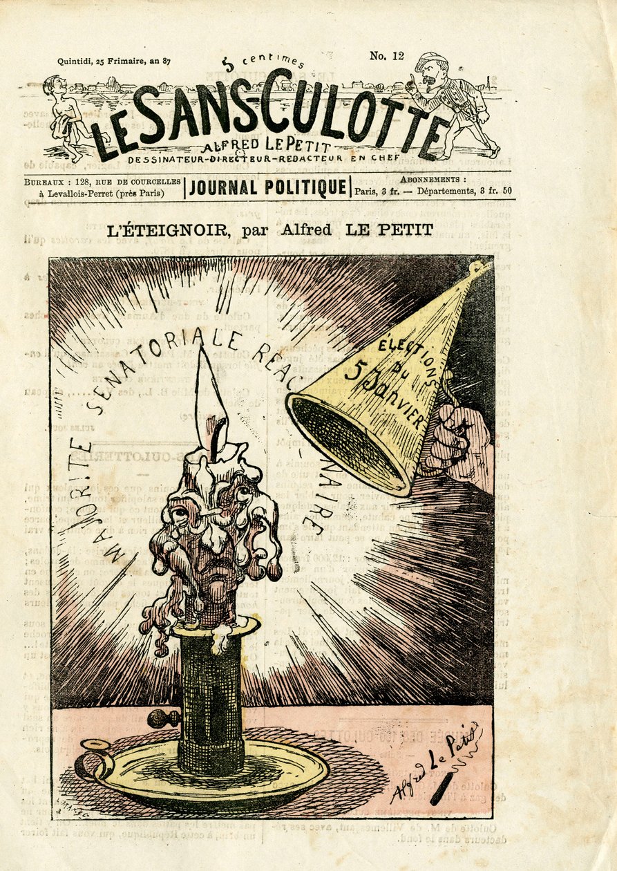 Obálka “”Le Sans-Panlotte””, číslo 12, satirická barva od Alfred Le Petit