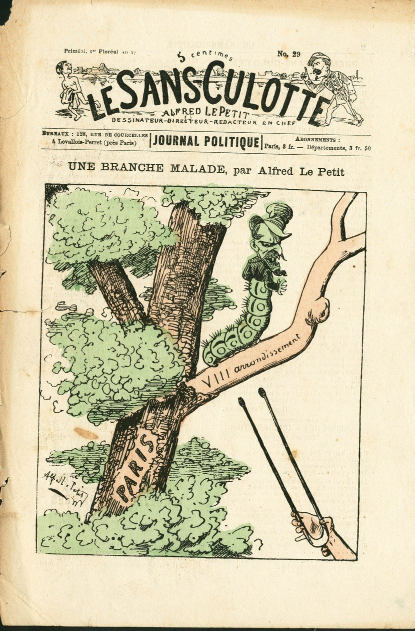 Obálka “”Le Sans-Panlotte””, číslo 29, satirická barva od Alfred Le Petit