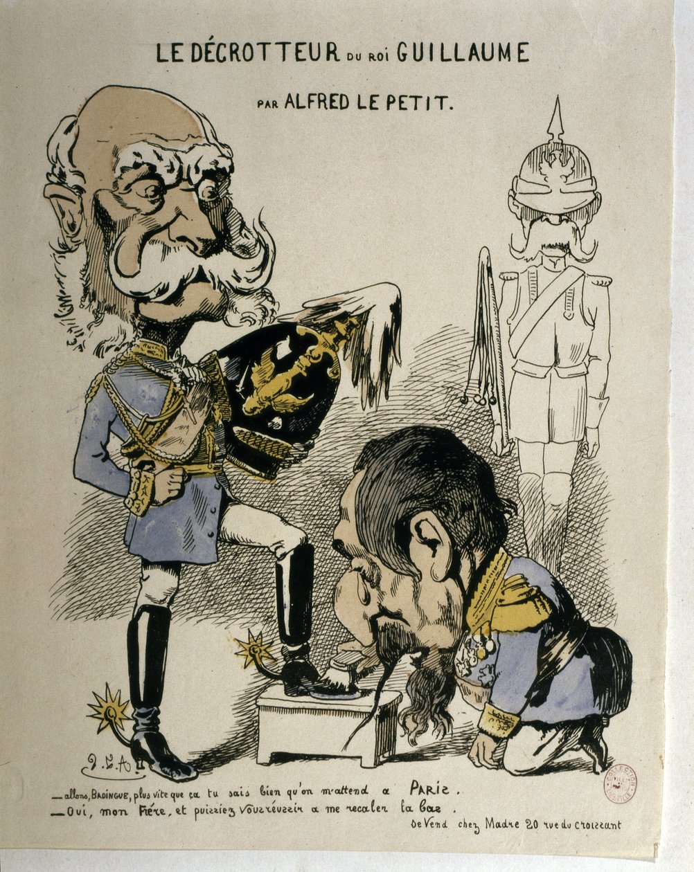 FRANCOUZSKO-PRUSKÁ VÁLKA: Karikatura pruského krále Viléma I. a francouzského krále Napoleona... od Alfred Le Petit