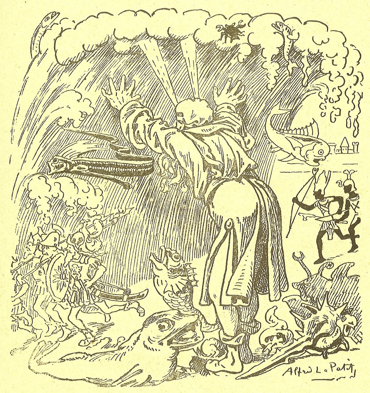 Ilustrace Alfreda Le Peta (1841-1909) v Gros-Jean et son cure od Alfred Le Petit