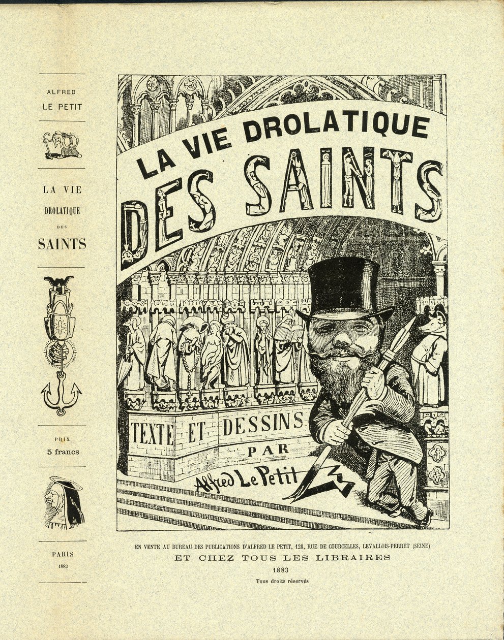 Ilustrace Alfreda Malého (1841-1909) v Drolatickém životě svatých - zásuvky, autoportrét - svatí - Malý Alfred od Alfred Le Petit