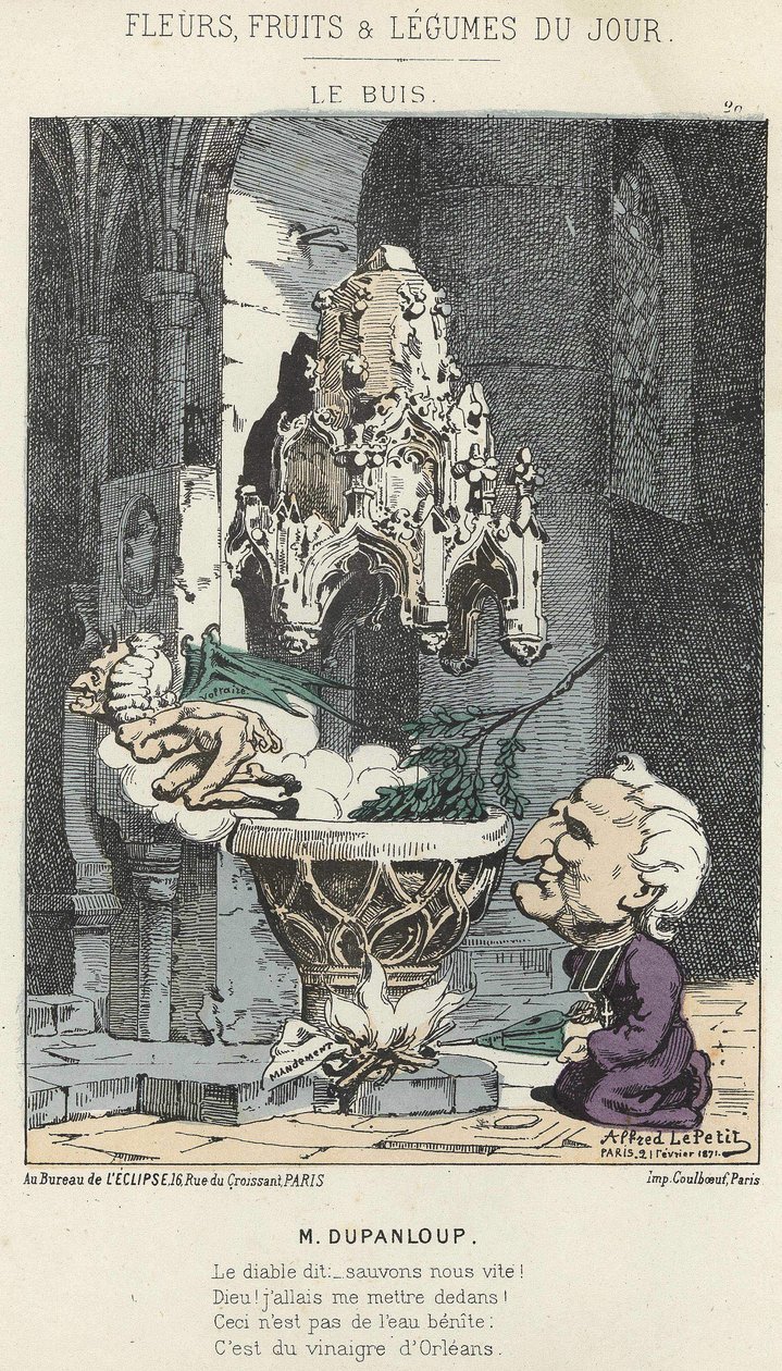 Le Boxis: Cartoon on Dupanloup - nemocný. od 21.2.1871 v „Květiny, ovoce a zelenina dne“ od Alfred Le Petit