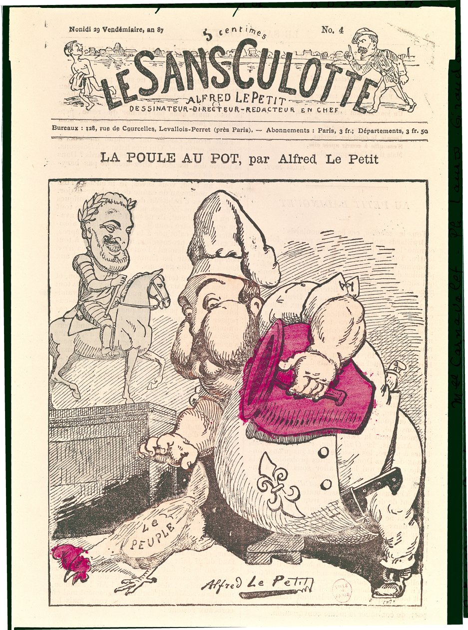 "Le Poule au Pot", karikatura Henriho Charlese Ferdinanda Marie Dieudonne (1820-83) hraběte ze Chambordu, z "Le Sans-Culotte", 1879 od Alfred Le Petit