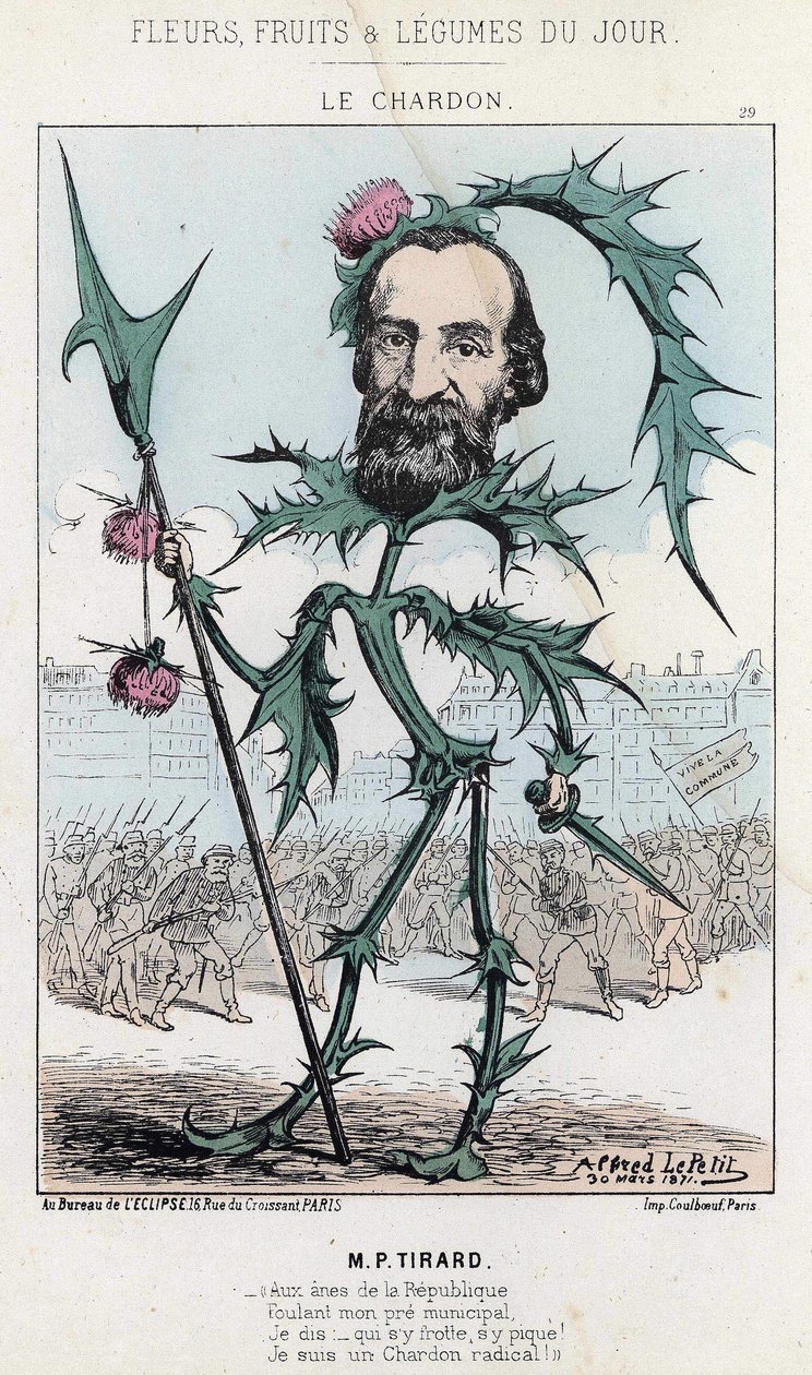 Le Thistle: karikatura o P. Tirardovi - nemocný. ze dne 30.3.1871 „Květiny, ovoce a zelenina dne“ od Alfred Le Petit