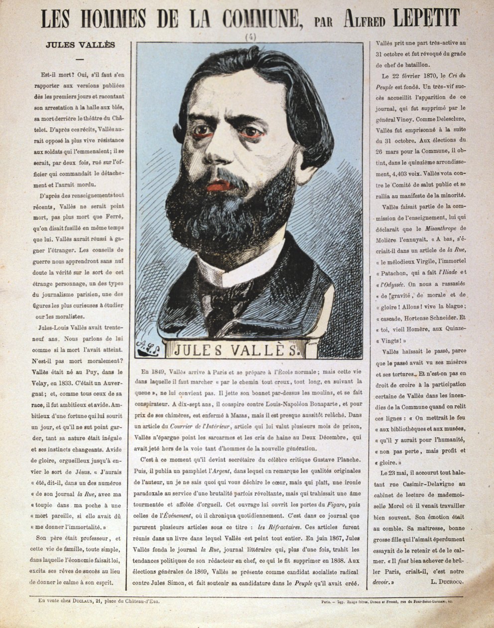 Jules Valles , francouzský novinář, autor a člen Pařížské komuny, 1871 od Alfred Lepetit