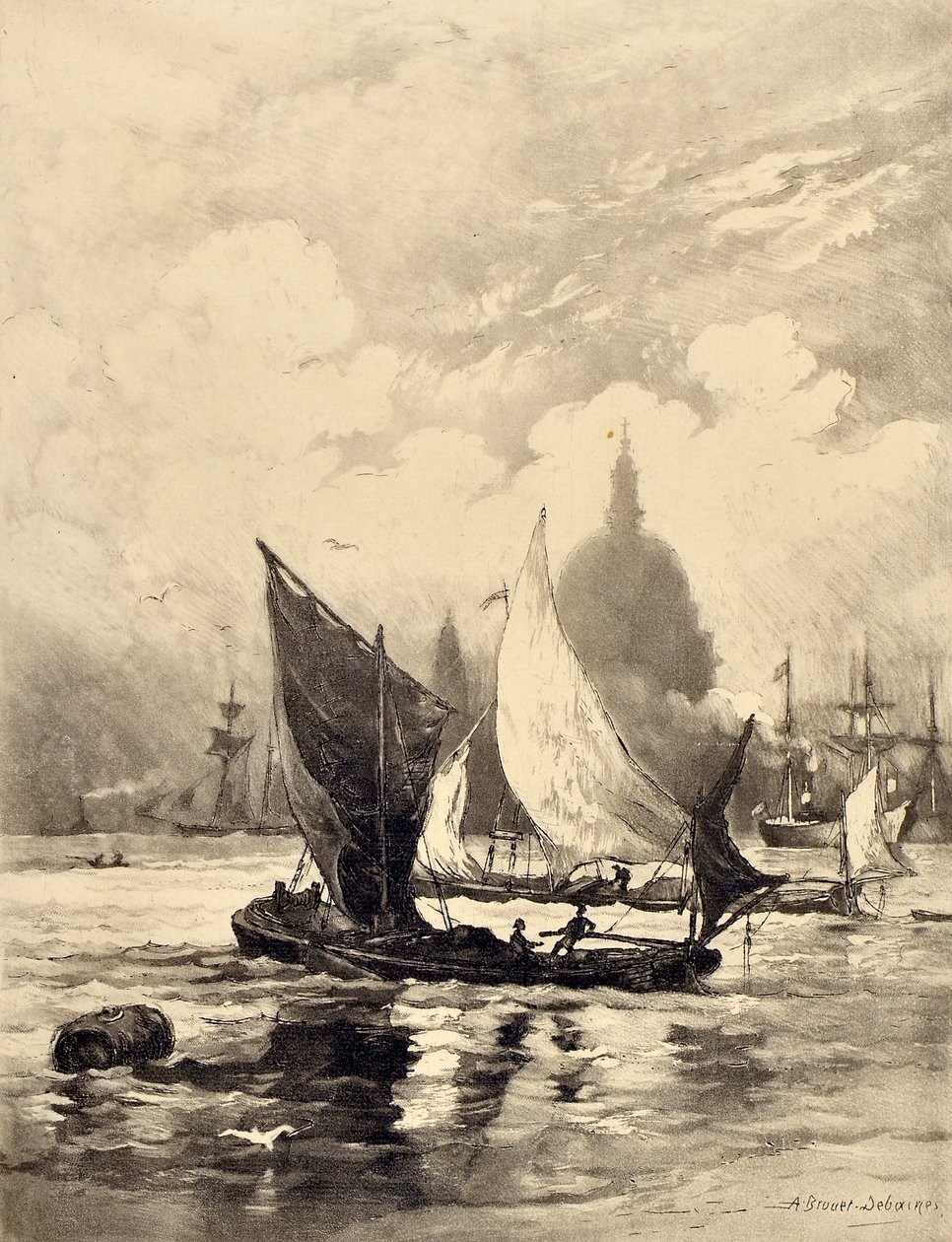 Temže pod London Bridge (akvatinta) od Alfred Louis Brunet Debaines
