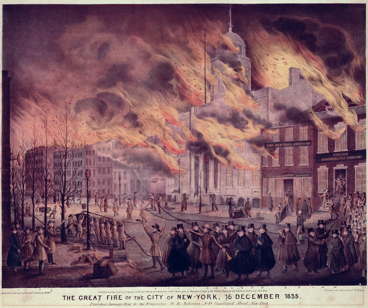 Velký požár New Yorku, 1835 od Alfred M. Hoffy