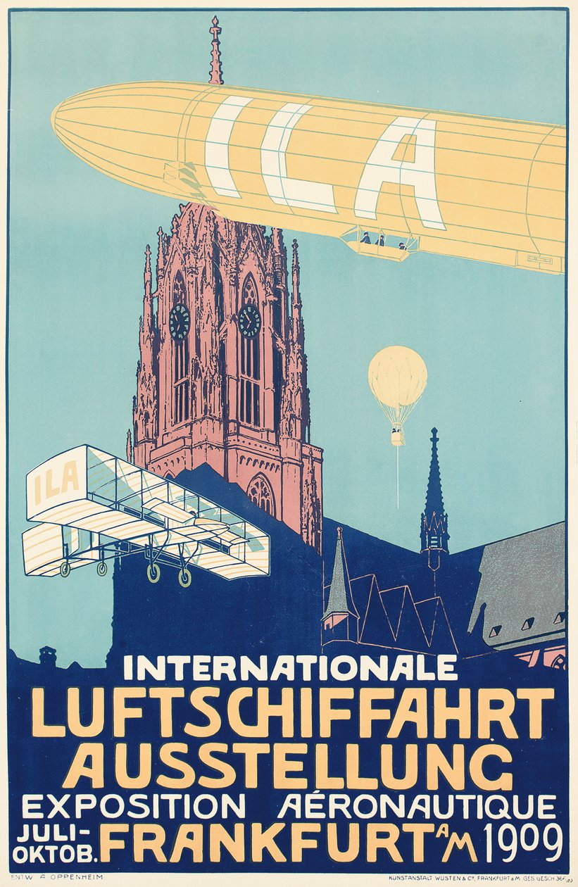Reklamní plakát na Mezinárodní výstavu balonového létání ve Frankfurtu v roce 1909 od Alfred Nathaniel Oppenheim