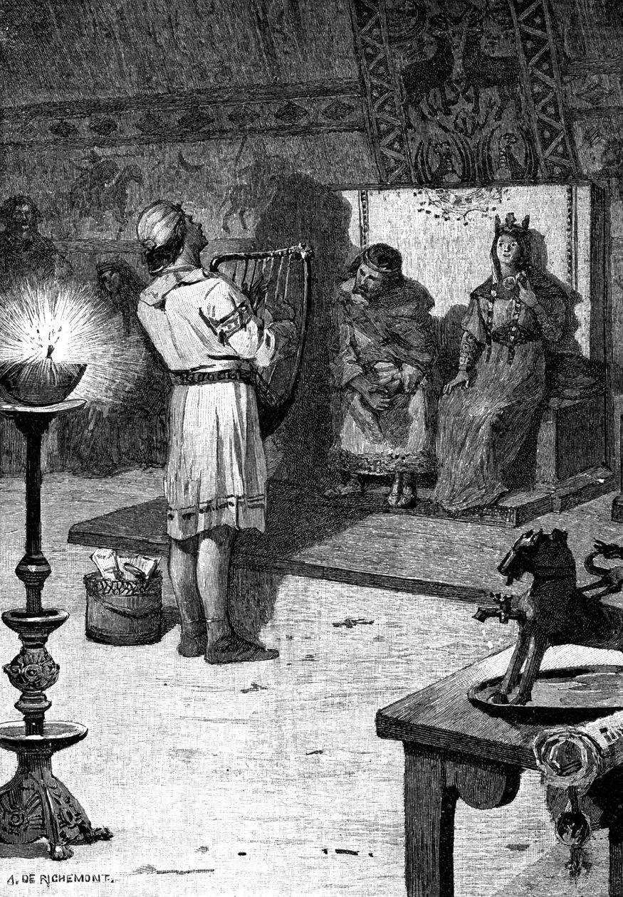 The Minstrel Blondel, počátek 20. století (ilustrace) od Alfred Paul Marie (after) Richemont