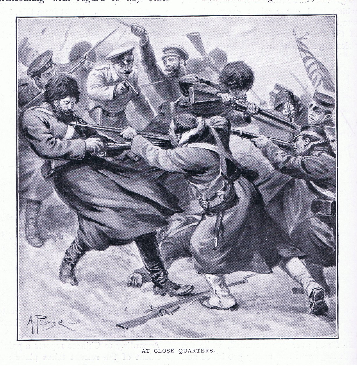 Z bezprostřední blízkosti, ilustrace z Cassells History of the Rusko-japonské války Vol 1, c.1900 od Alfred Pearse