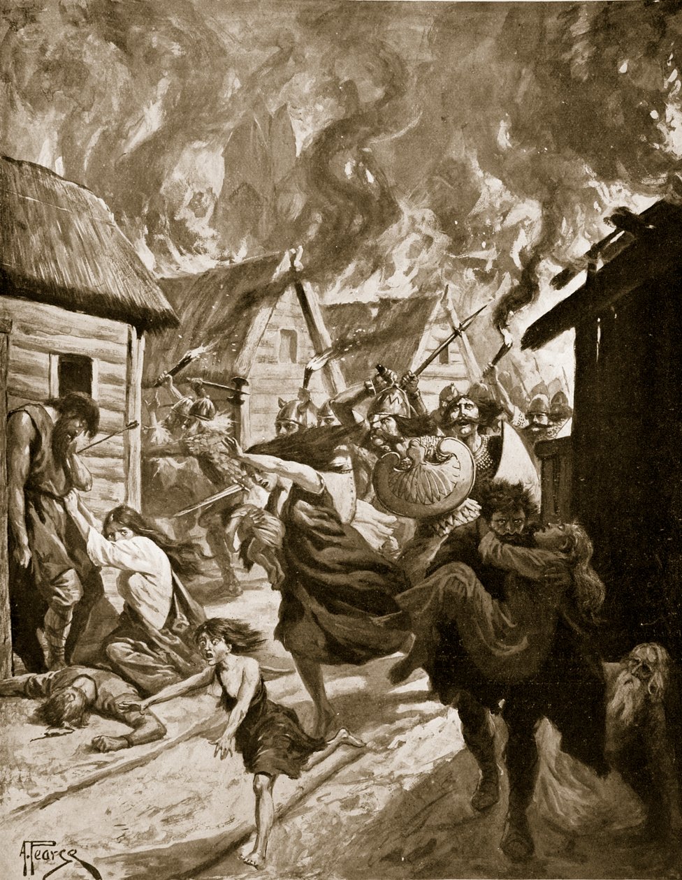 Canterbury Burned by the Danes, 851 AD, ilustrace z 