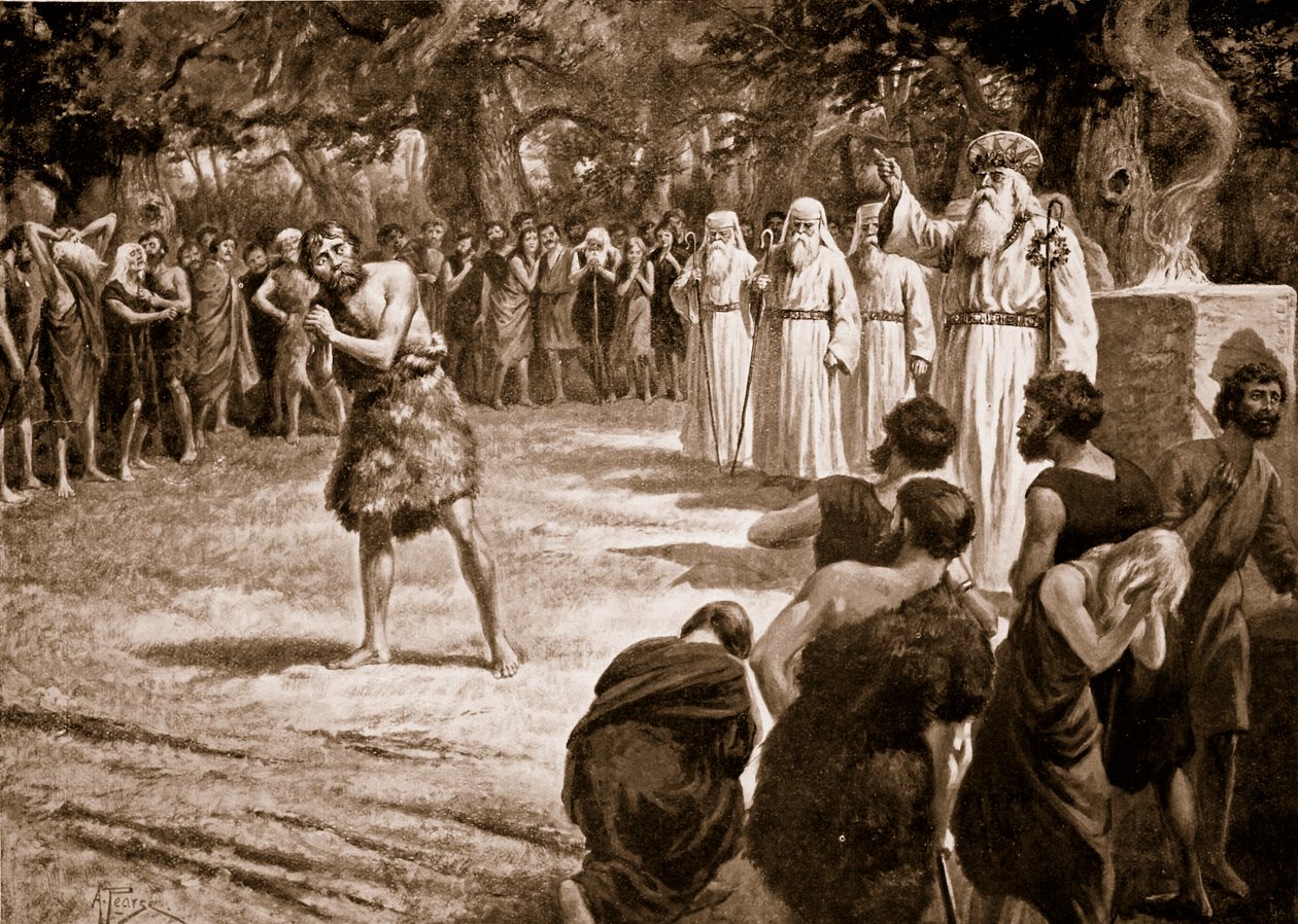 Spravedlnost udělují druidové, ilustrace z „Hutchinsonova příběhu britského národa“, kolem roku 1920 od Alfred Pearse