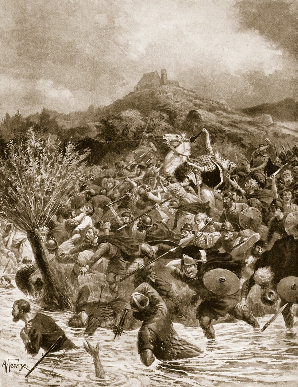 Král Penda zabit ve Winwaedfield, 655, ilustrace z 