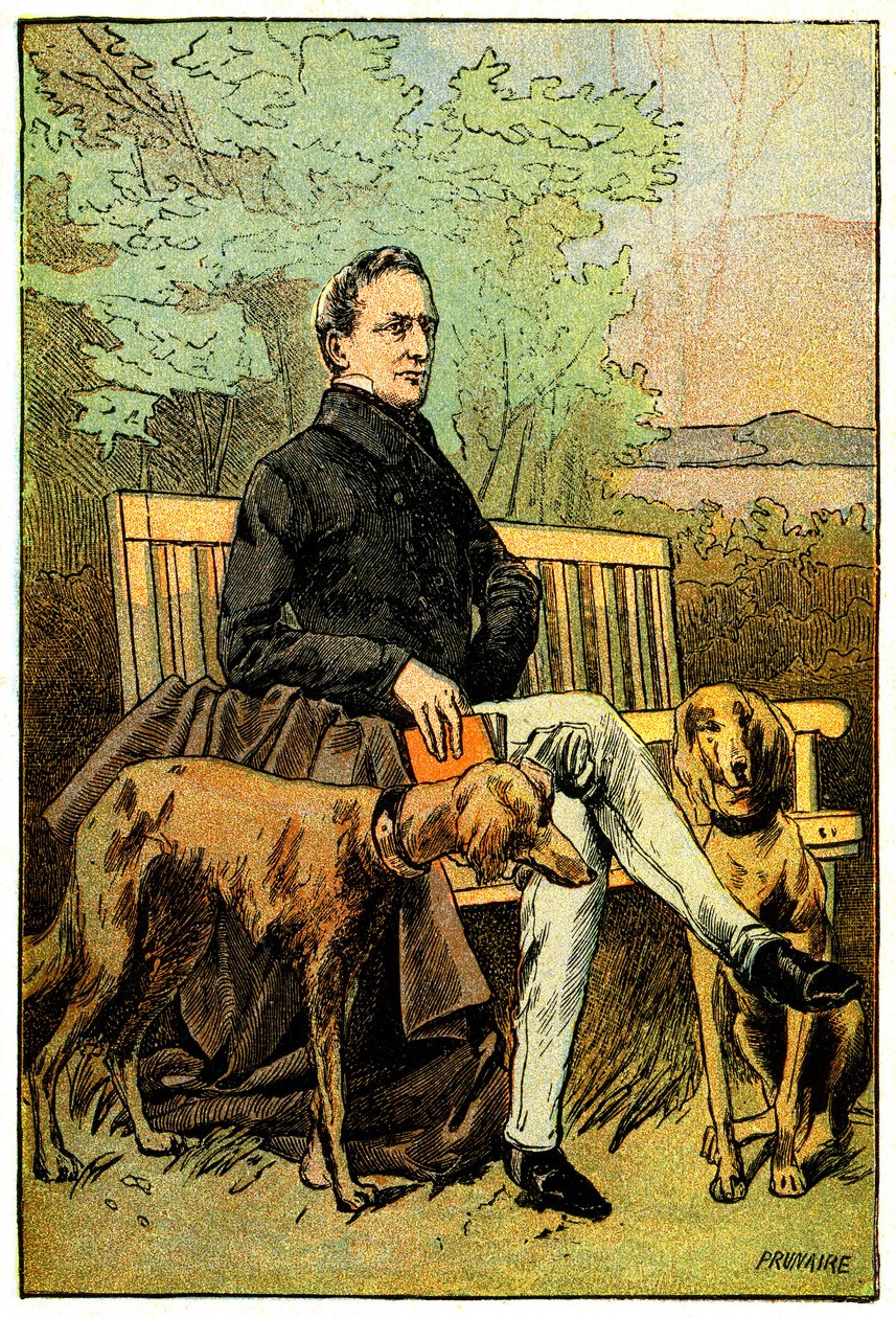 Básník Alphonse de Lamartine se svými psy od Alfred Prunaire