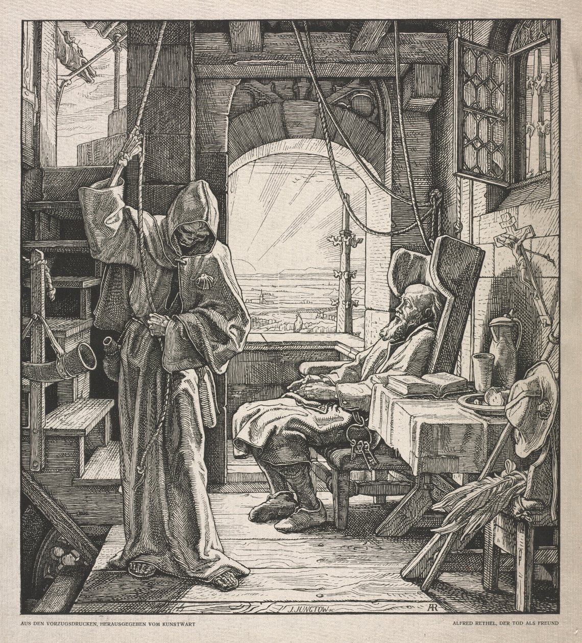 Tanec smrti: Smrt jako přítel, 1850. od Alfred Rethel