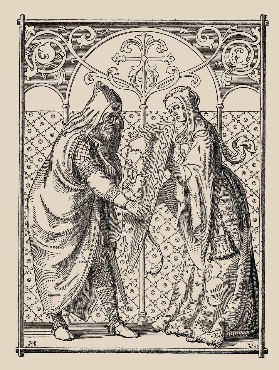 Die Nibelungen. Žádost o Hagensův štít, 1840-1841. od Alfred Rethel