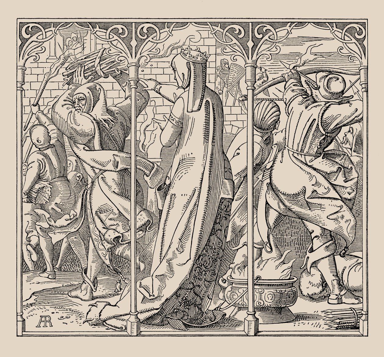Die Nibelungen. Jak královna rozkázala vypálit chodbu, 1840-1841. od Alfred Rethel