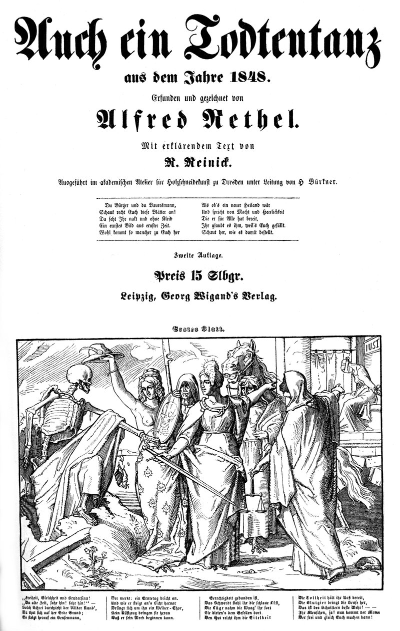 Totentanz 1848: Smrt je odeslána na Zemi od Alfred Rethel
