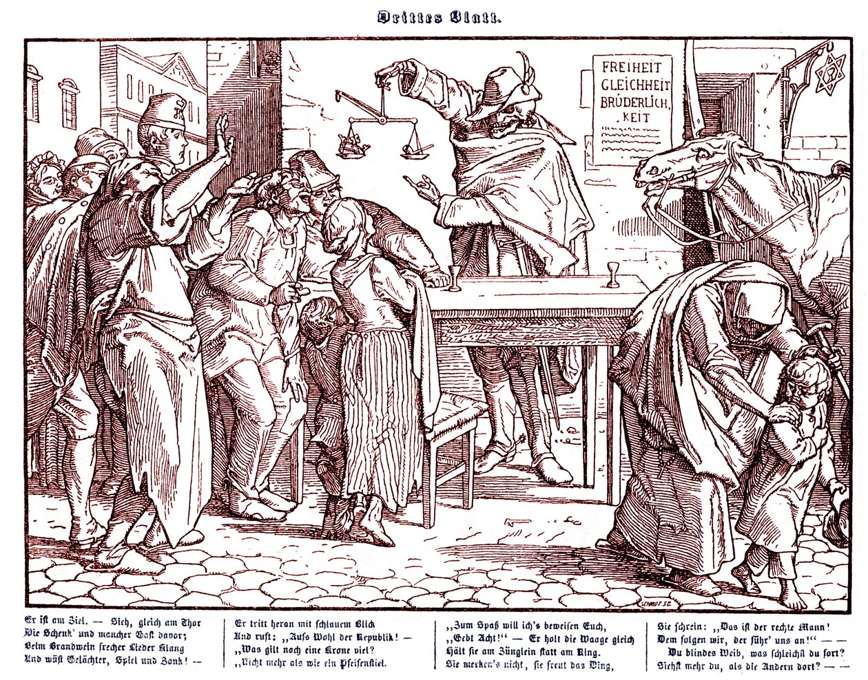 Totentanz 1848: Smrt dokazuje, že všichni lidé jsou si rovni od Alfred Rethel