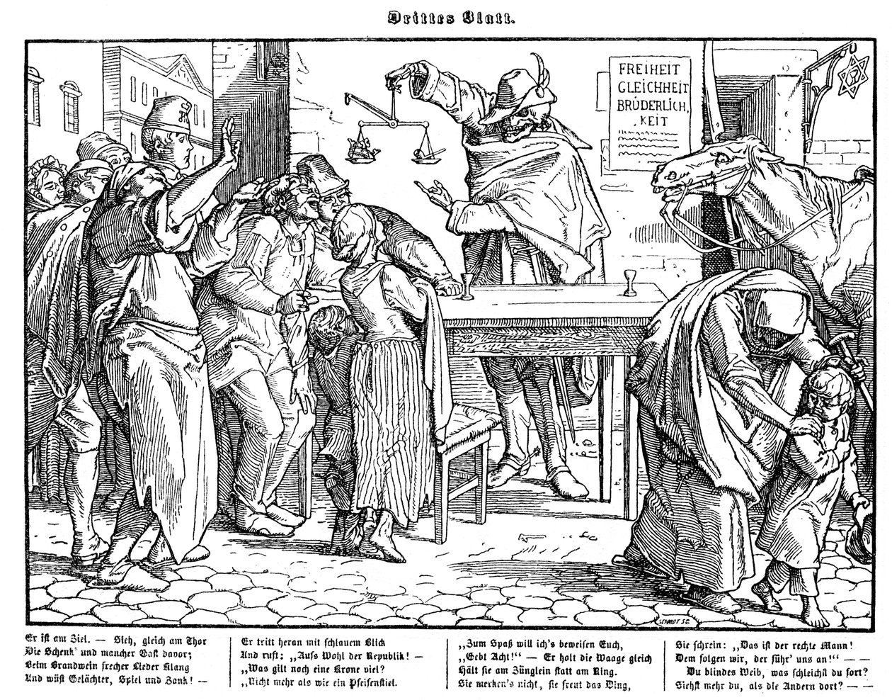 Totentanz 1848: Smrt dokazuje, že všichni lidé jsou si rovni od Alfred Rethel