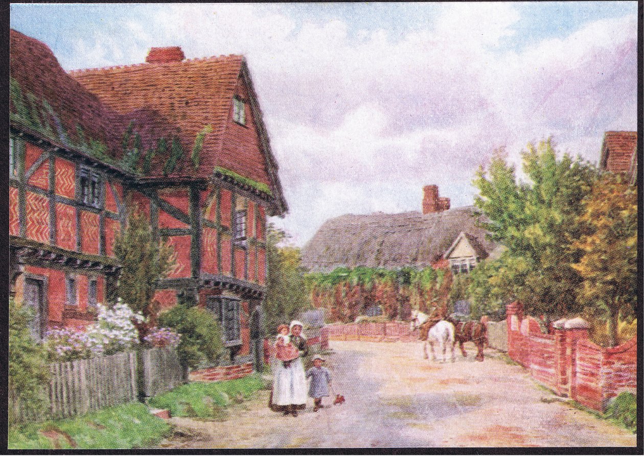 Cottages at East Hagbourne, from The Cottages and the Village Life of Rural England vydané nakladatelstvím Dent & Sons Limited, 1912 od Alfred Robert Quinton