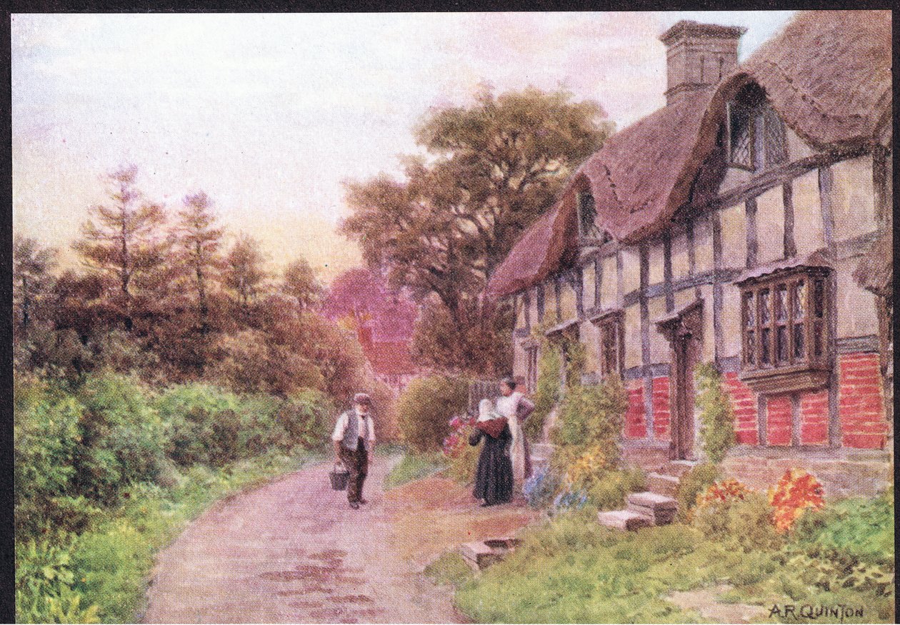 Večer, hrad Elmley, Worcester, z The Cottages and the Village Life of Rural England vydané nakladatelstvím Dent & Sons Limited od Alfred Robert Quinton