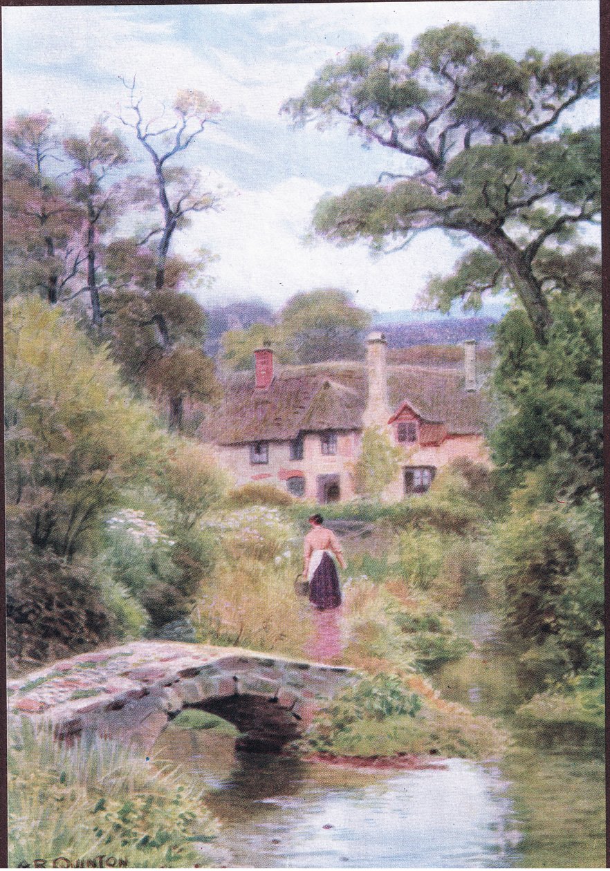 Lávka, poblíž Porlock, Somerset, z The Cottages and the Village Life of Rural England vydané nakladatelstvím Dent & Sons Limited od Alfred Robert Quinton